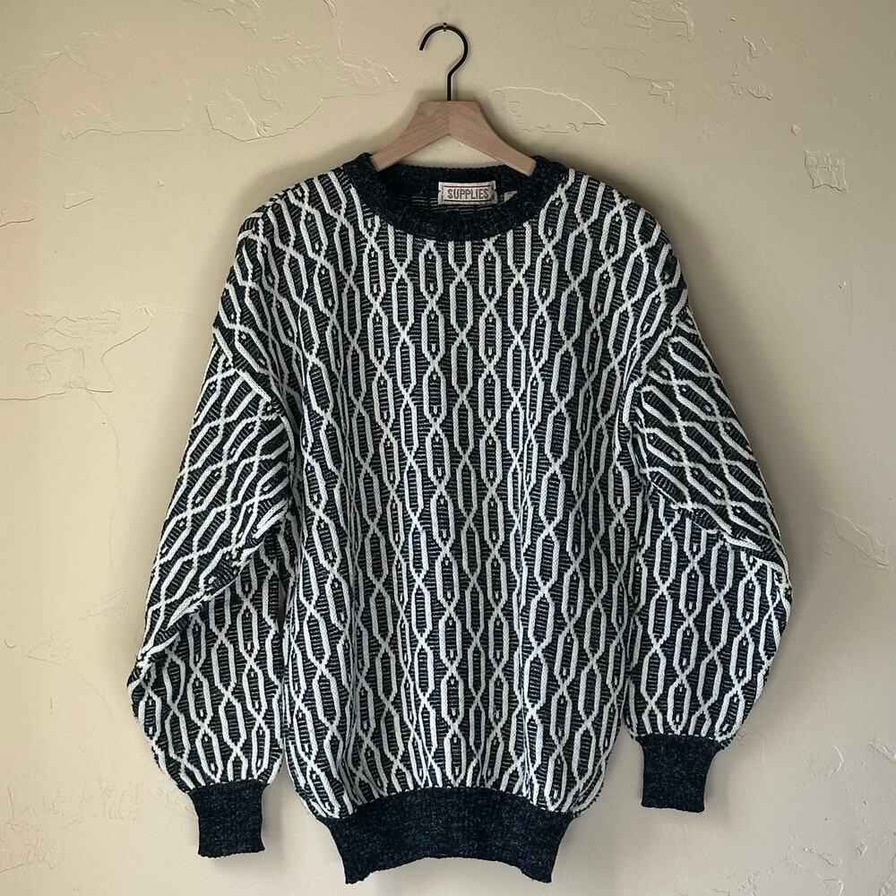 Vintage Knitted Grandpa Sweater Medium